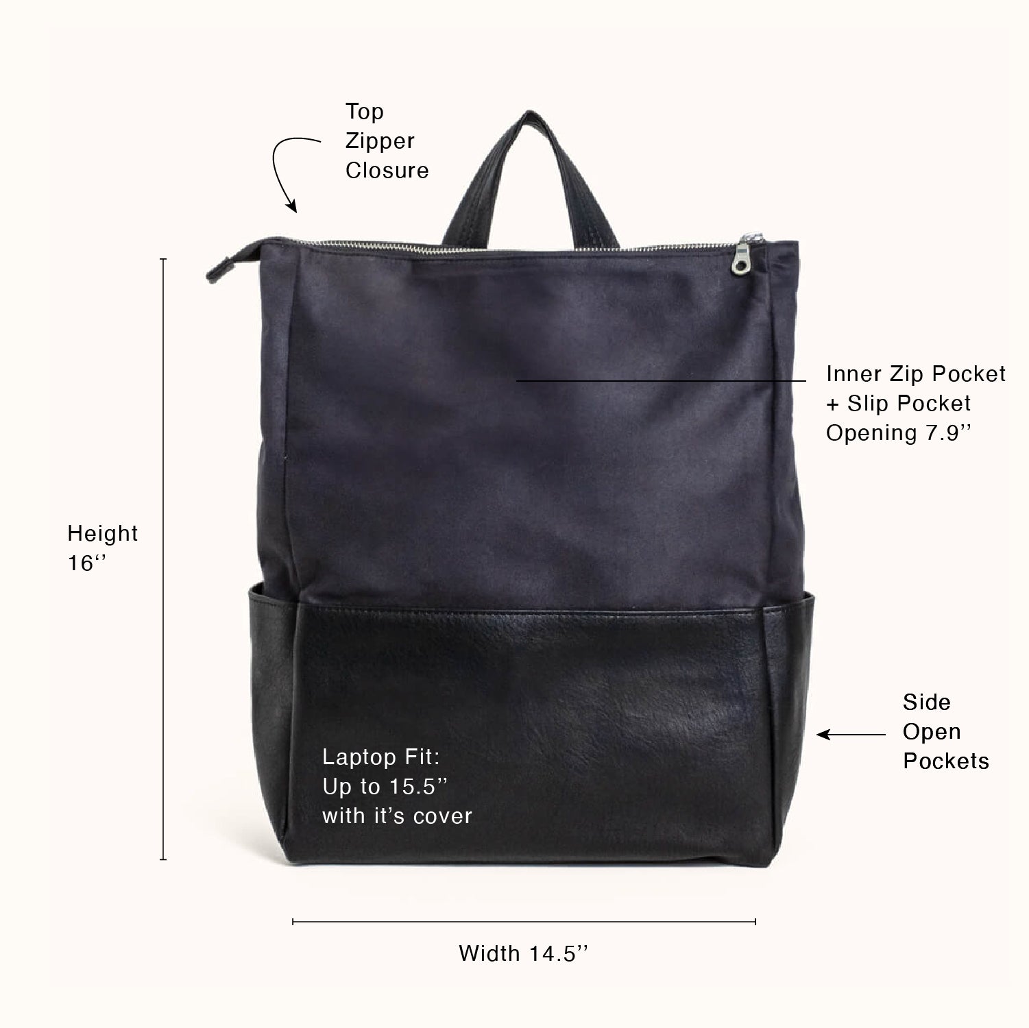 Charcoal Metropolitan Backpack | Black backpack | Vegan bag | Lee Coren