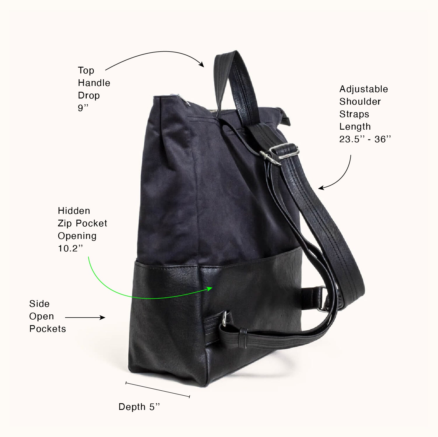 Charcoal Metropolitan Backpack | Black backpack | Vegan bag | Lee Coren