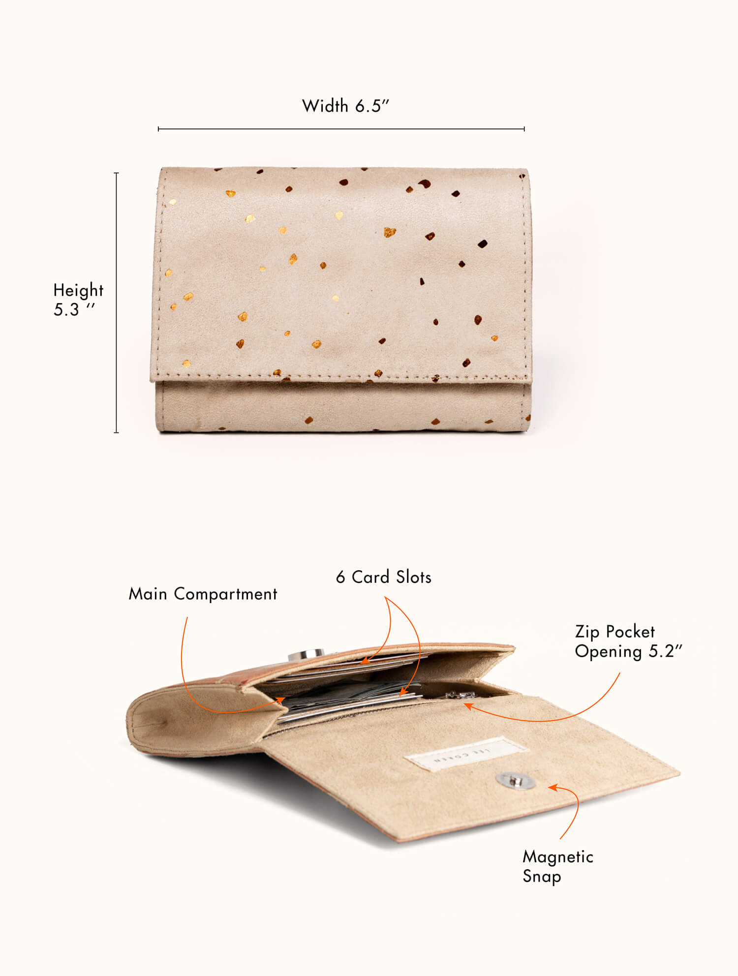 Vegan wallet for women | Confetti Sand Minimal Wallet | Lee Coren