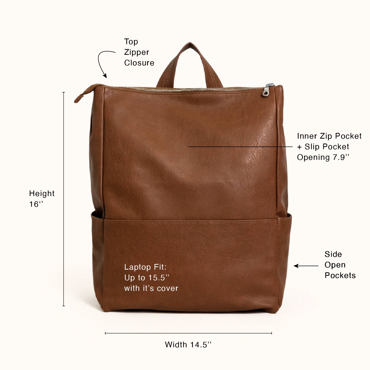 Metropolitan Backpack, Camel | Women's Laptop Backpack | Lee Coren