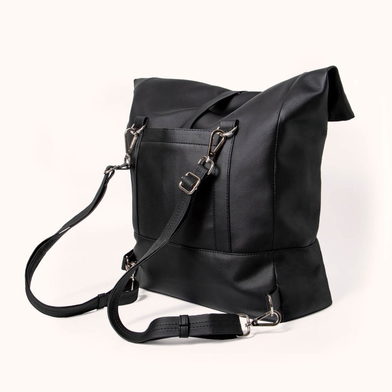 Large backpack for women | Jet Black Wanderlust Rolltop | Lee Coren