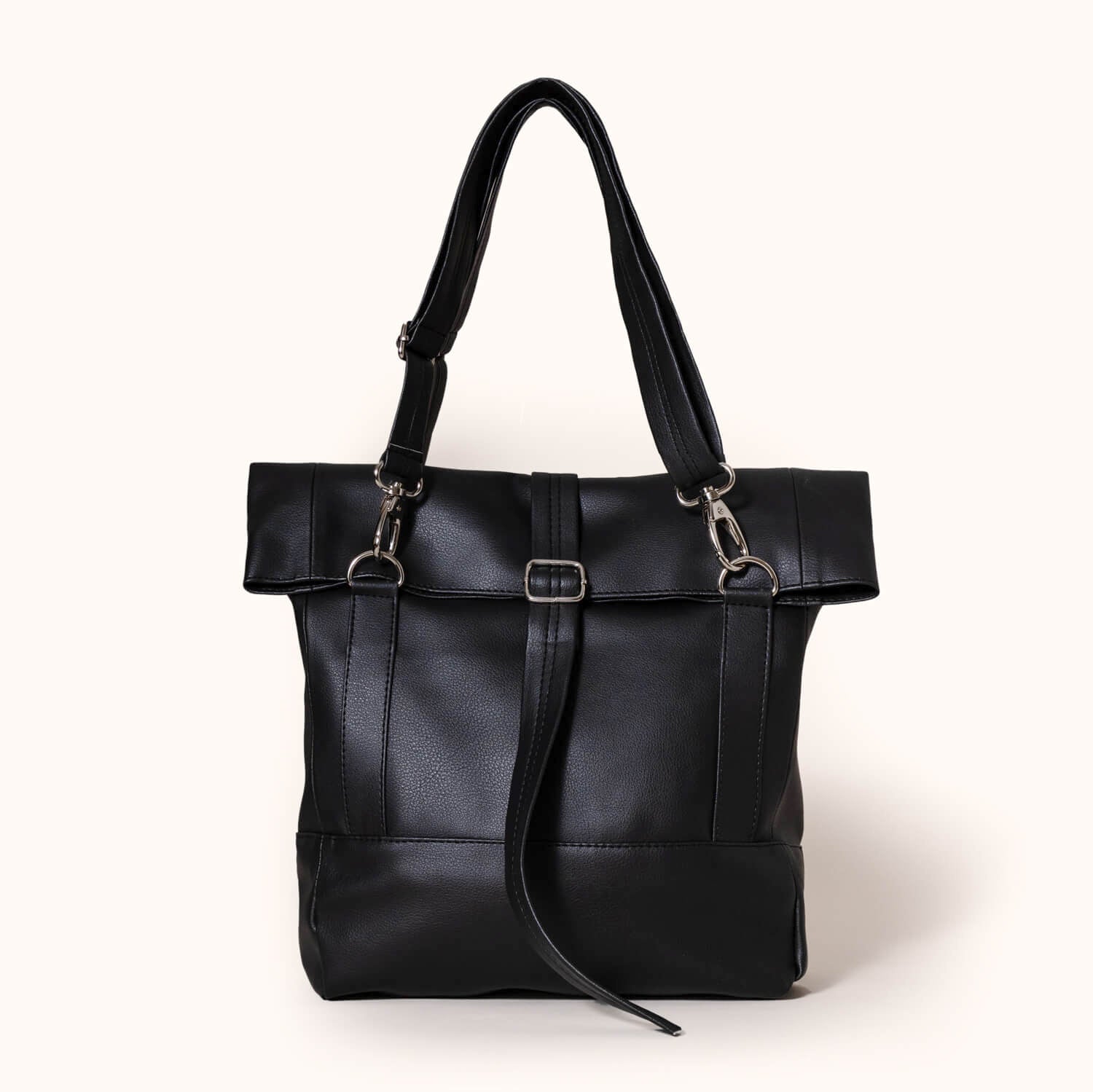 Black backpack for women | Small Wanderlust Rolltop, Black | Lee Coren