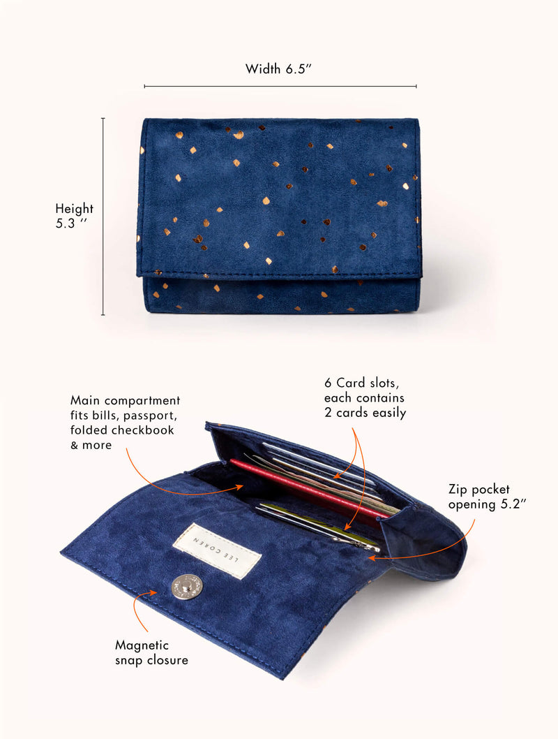 Confetti Indigo Minimal Wallet | Minimalist wallet for women | Lee Coren