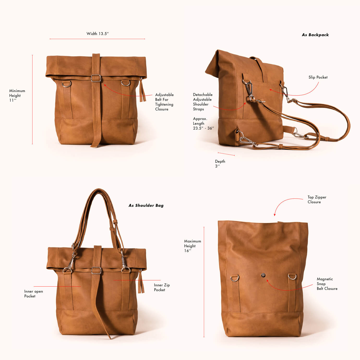 Backpack for Women | Convertible shoulder bag | Small Wanderlust Rolltop | Lee Coren